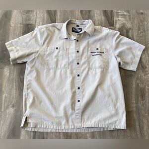 Harley Davidson men’s XL garage mechanics shirt embroidered Tan